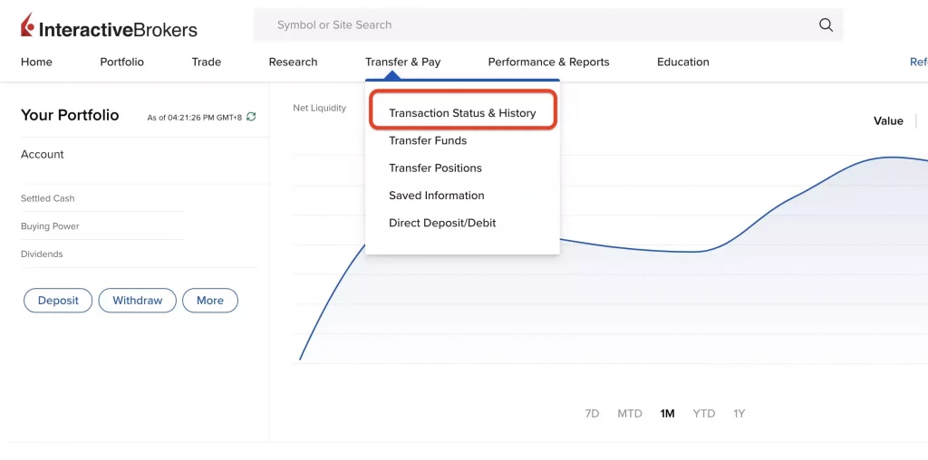 查詢interactive brokers出金狀態01